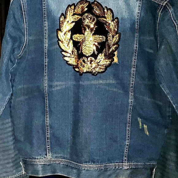 NEW Queen Bee Limited Edt Endangered Species Distressed Denim Jacket! 2XL Unisex - Picture 5 of 14